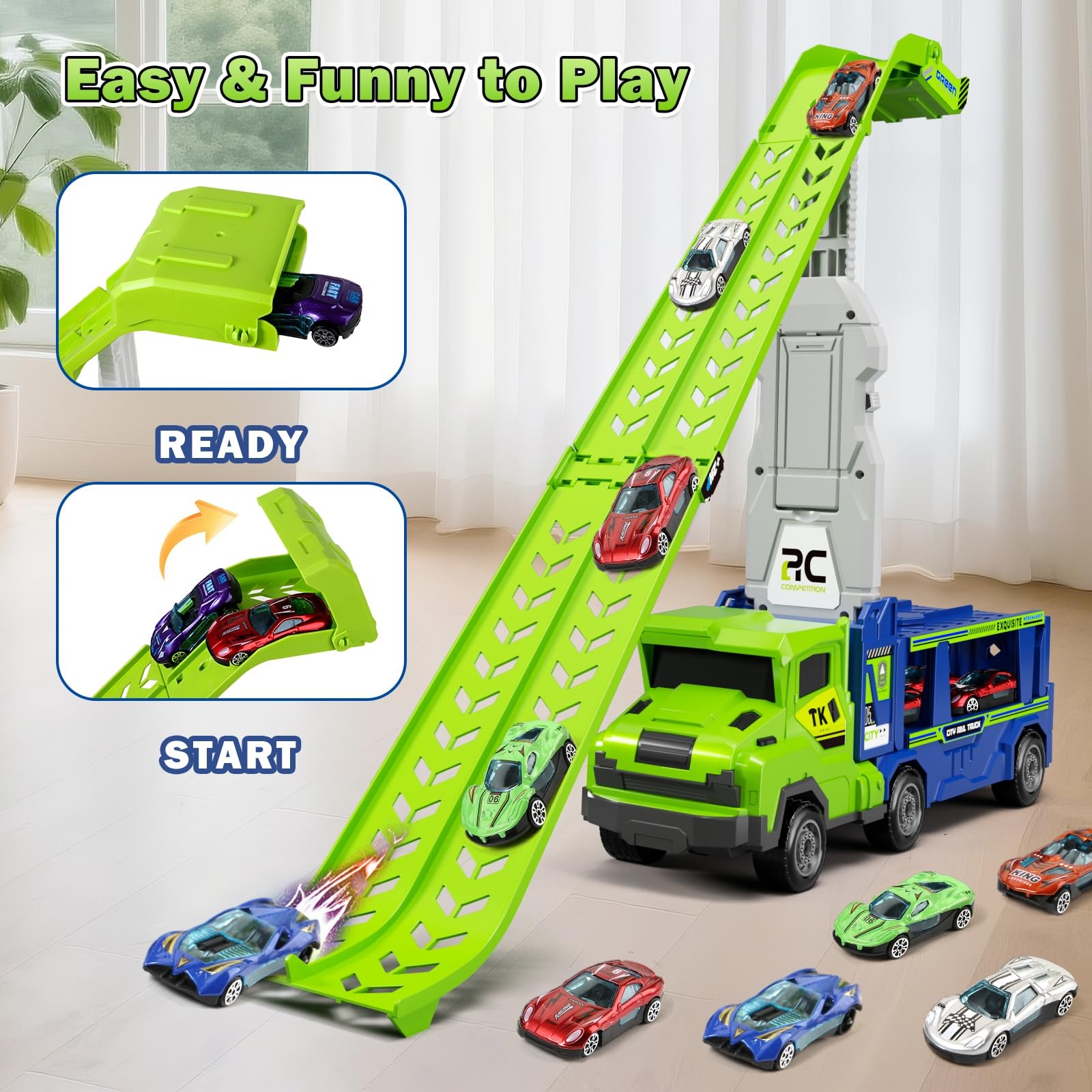 Truck Car Toys for 3, 4, 5, 6 Years Old Boys Girls, 3 in 1 Carrier Truck with…