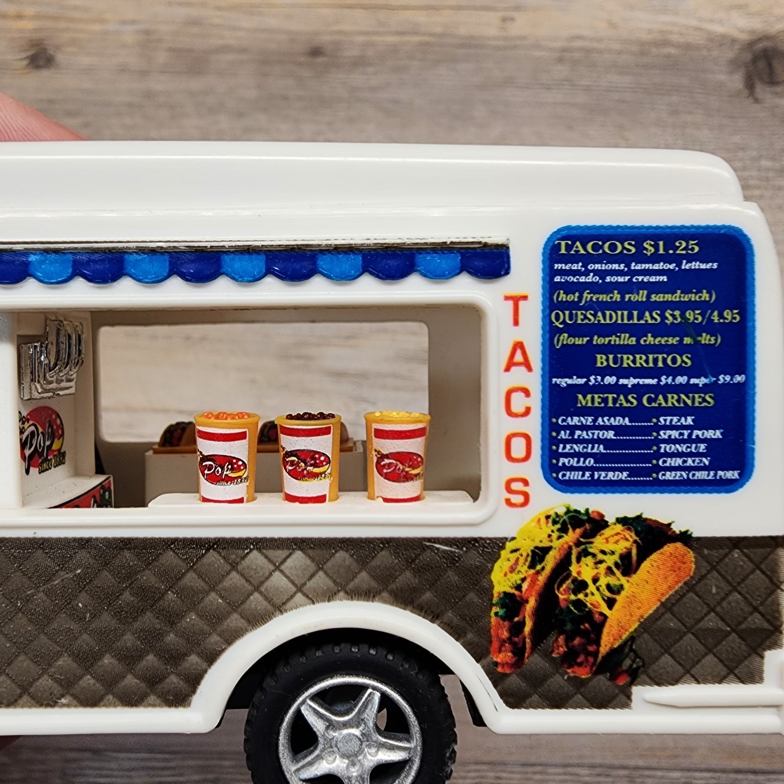Kinsfun Die Cast Metal/Plastic Toy Taco Truck w/Pullback Action & Opening Doors