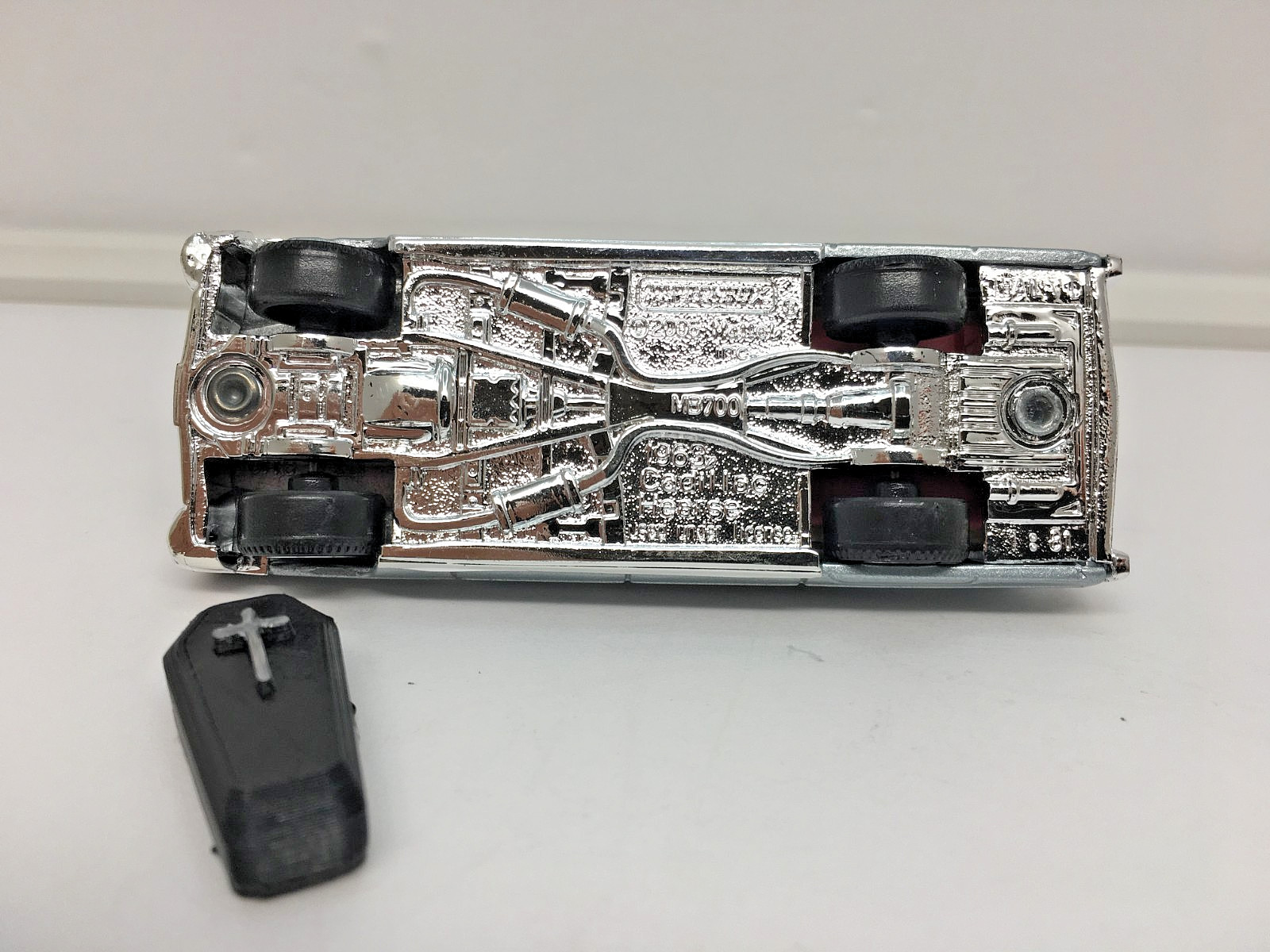 MATCHBOX Silver Metallic ’63 Cadillac Hearse, Coffin, Diorama, Man Cave,She Shed