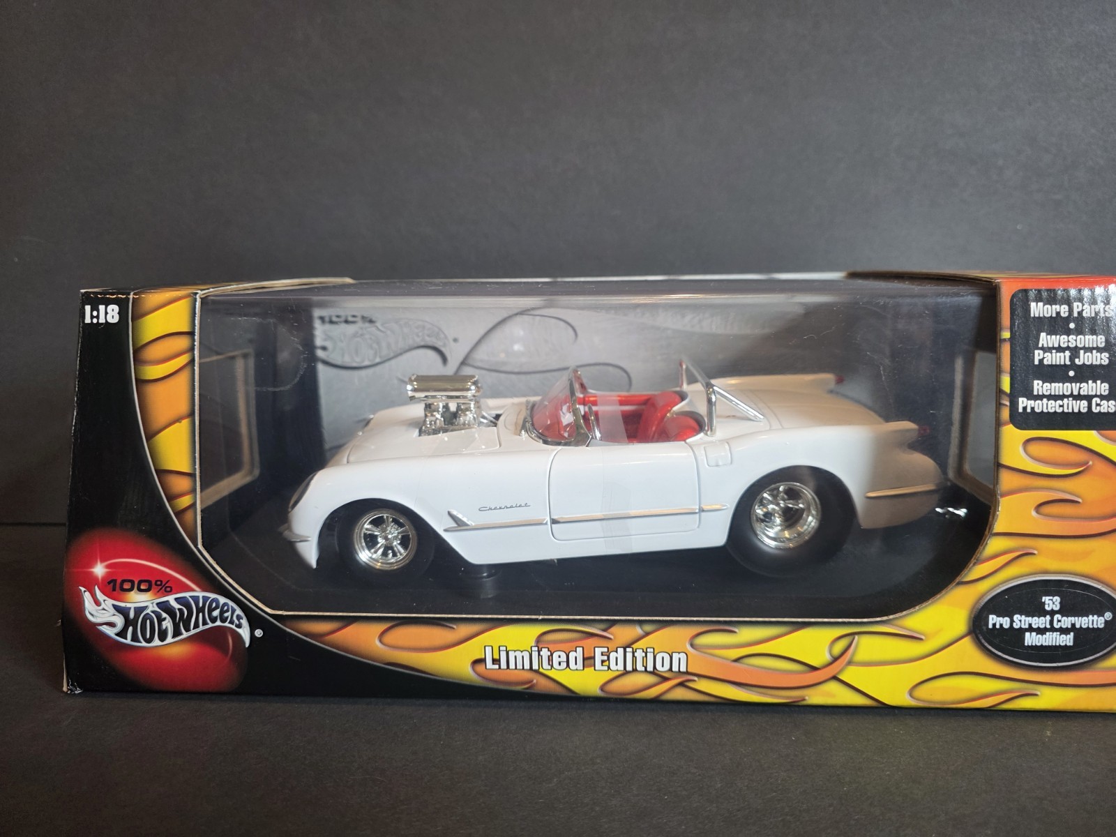 Hot Wheels 1:18 Limited Edition 53 Pro Street Corvette Modified White