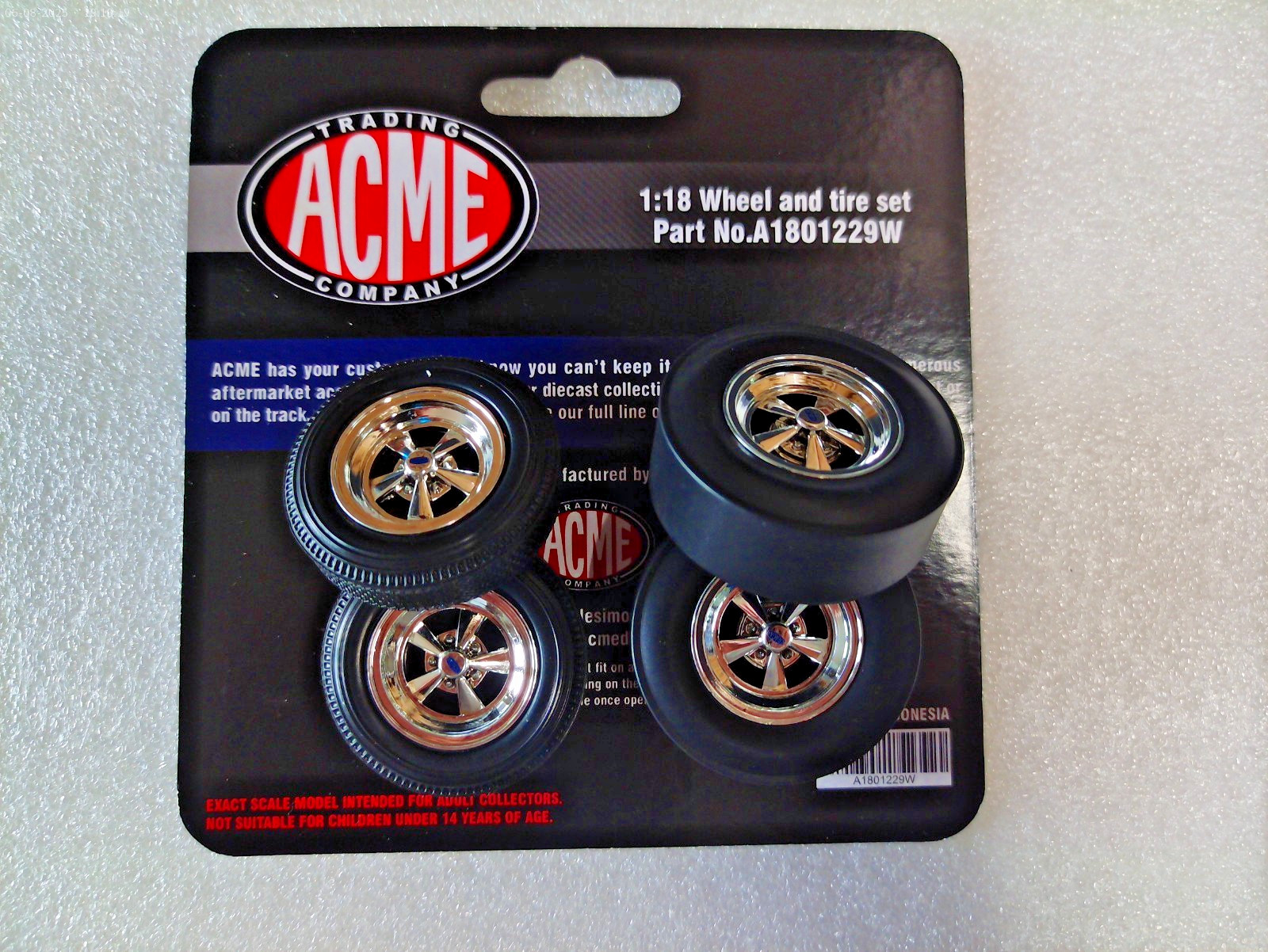 ACME VINTAGE CRAGAR WHEEL TIRE DRAG SET BLACK SIDE WALL 1:18 ACME GMP A1801229W