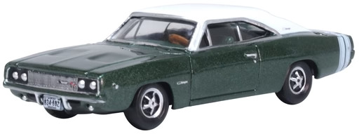 Oxford 1968 DODGE CHARGER Green and White 1/87 HO diecast car