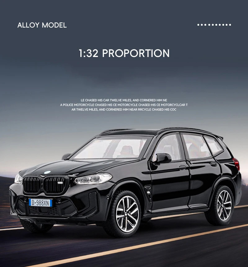 1:32 BMW X3M X3 SUV 2025 Alloy Diecast Car Model Sound Light Kid’s Collectibles