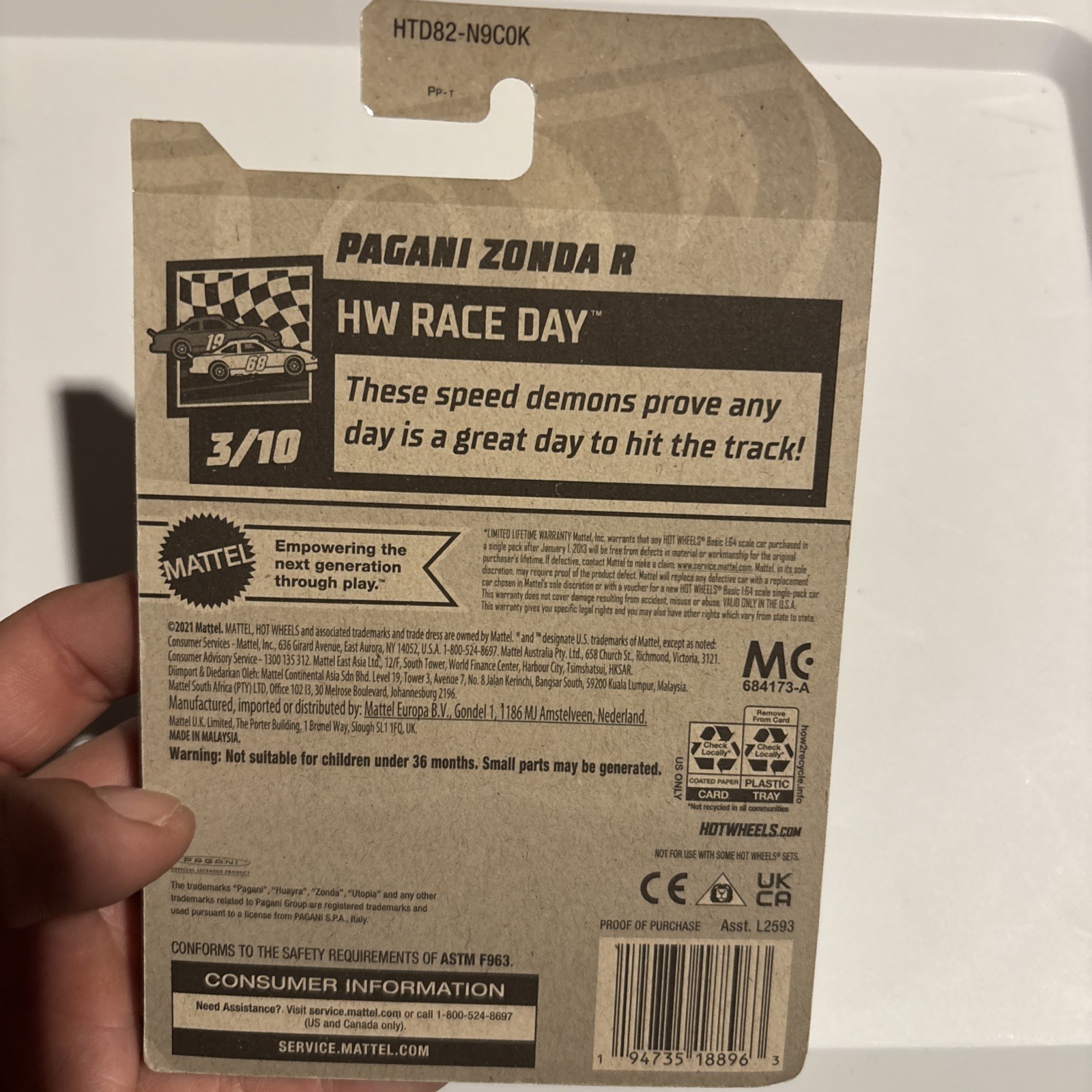 Pagani Zonda R #99 Yellow Race Day 3/10 2024 Hot Wheels