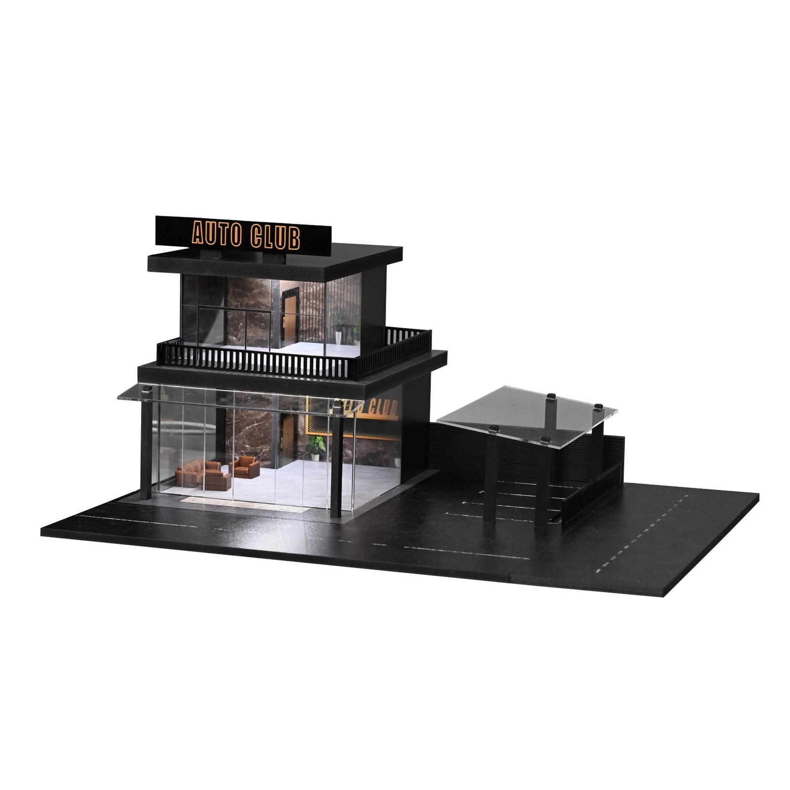 1/64 Diorama 2-Layer Showroom Scene Parking Lot Model LED Light Car Garage Model