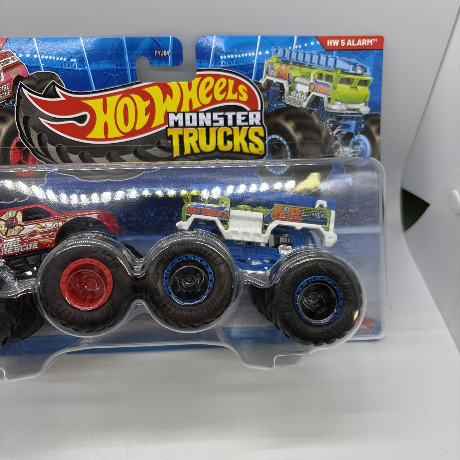 Hot Wheels 1:64 Demo Doubles Monster Trucks Fire Rescue And HW 5 Alarm
