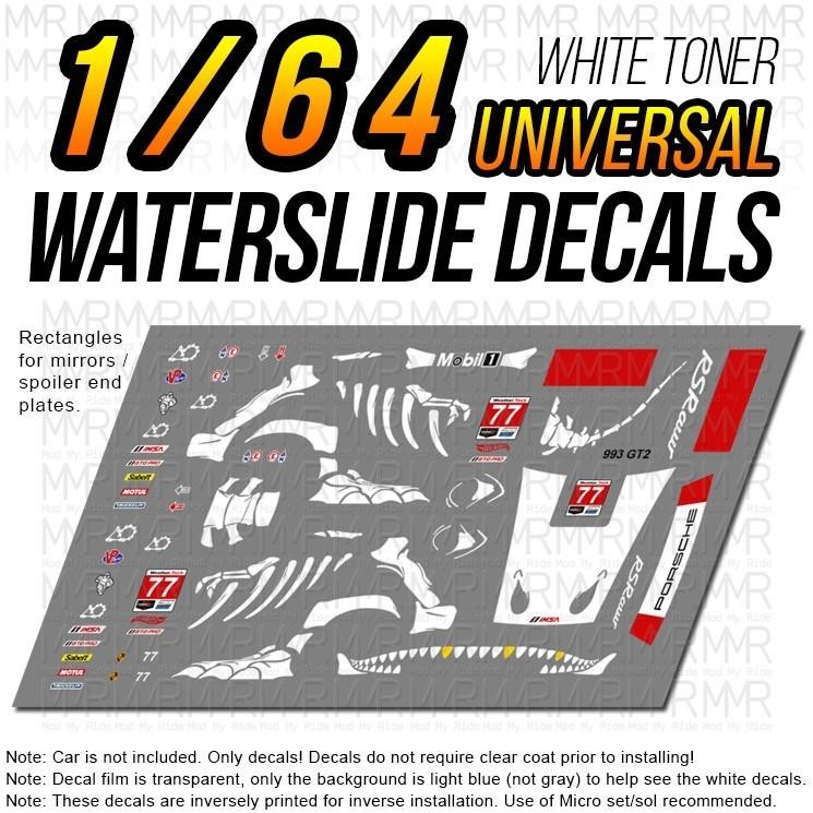 1/64 Scale SKELETON ROXY v2 993 Porsche Universal WaterSlide Decals for Hot