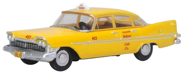 Oxford 1959 PLYMOUTH BELVEDERE Taxi Tanner Yellow Cab 1/87 HO diecast