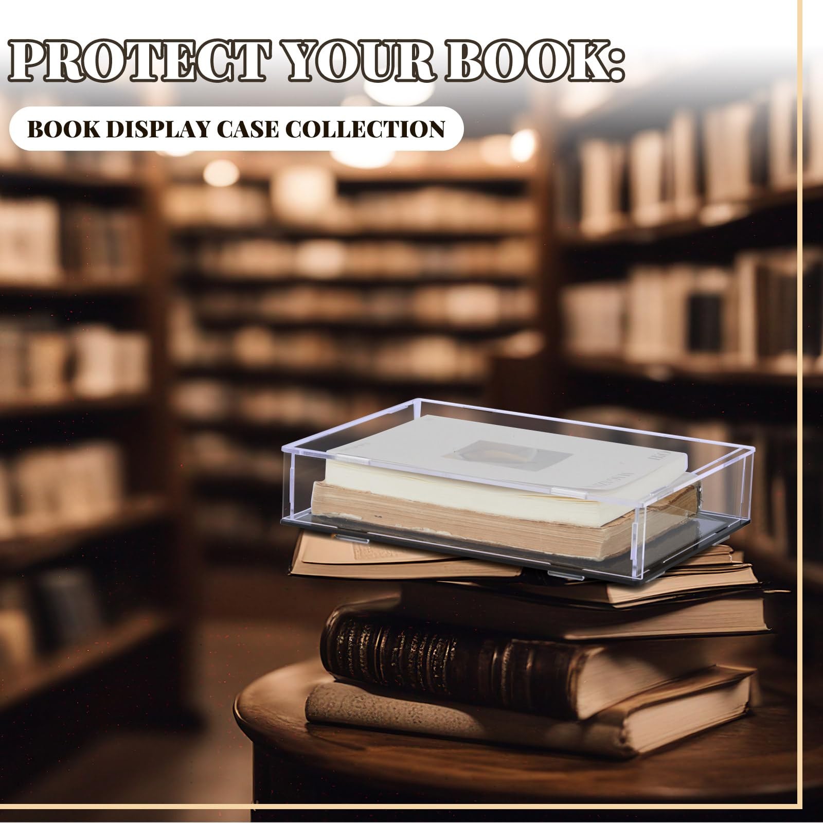 Suzile 2 Pcs Book Display Case Clear Acrylic Box and Black