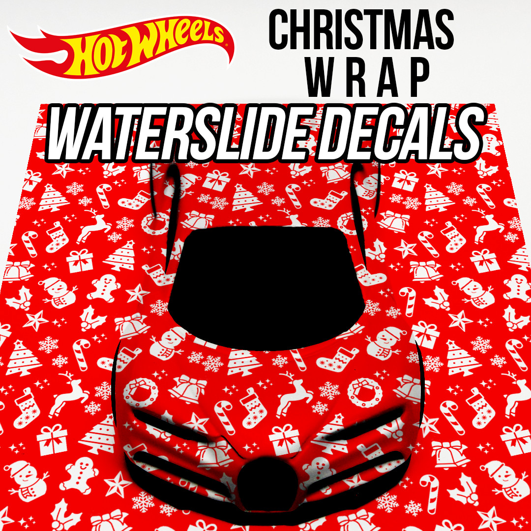 1/64 Scale CHRISTMAS WRAP Pattern Custom WaterSlide Decal for Hot Wheelz