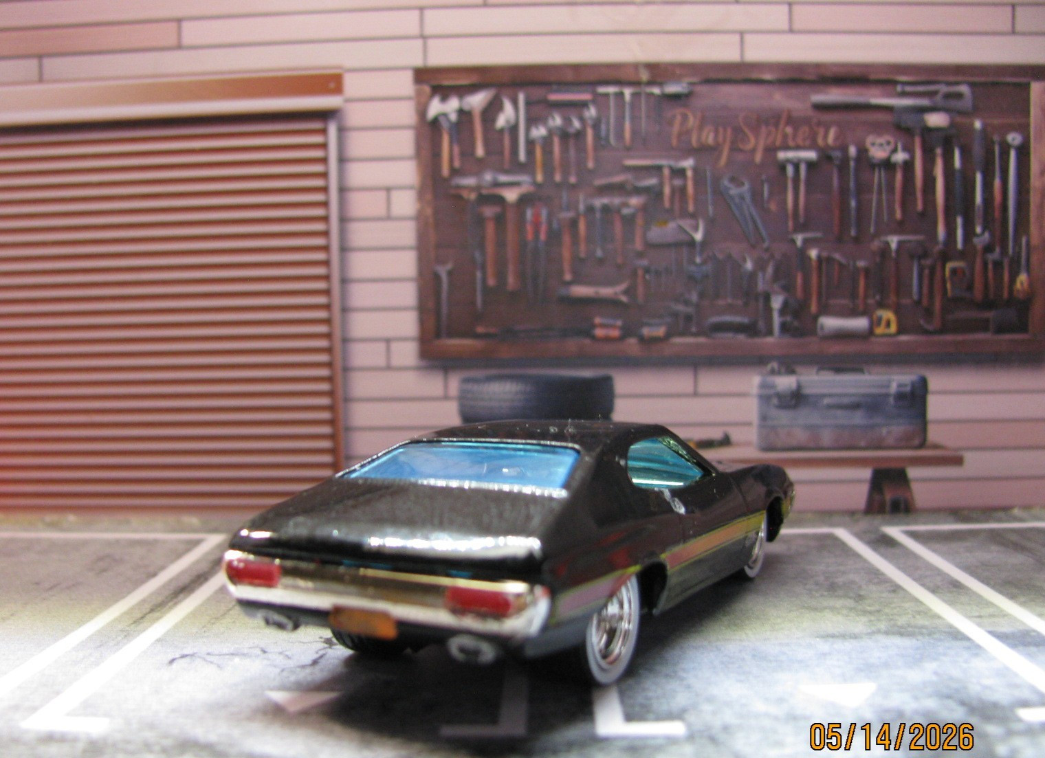 2026 Hot Wheels Black ’72 Ford Gran Torino Sport, w/Real Riders Wheel Swap