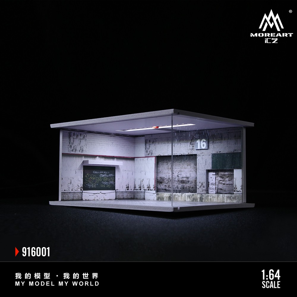1/64 Diecast Parking Lot Garage Model LED Street Building Scene Display Case
