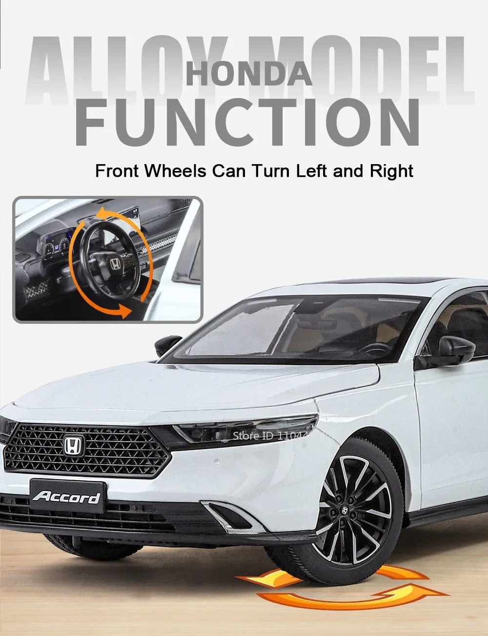 1:18 Honda Accord Sedan Diecast Model Collectible with Sound & Light Features