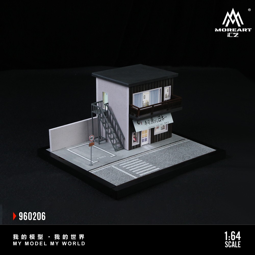 1/64 Diorama Garage Scene Building LED Light Display Parking Lot scene Model US