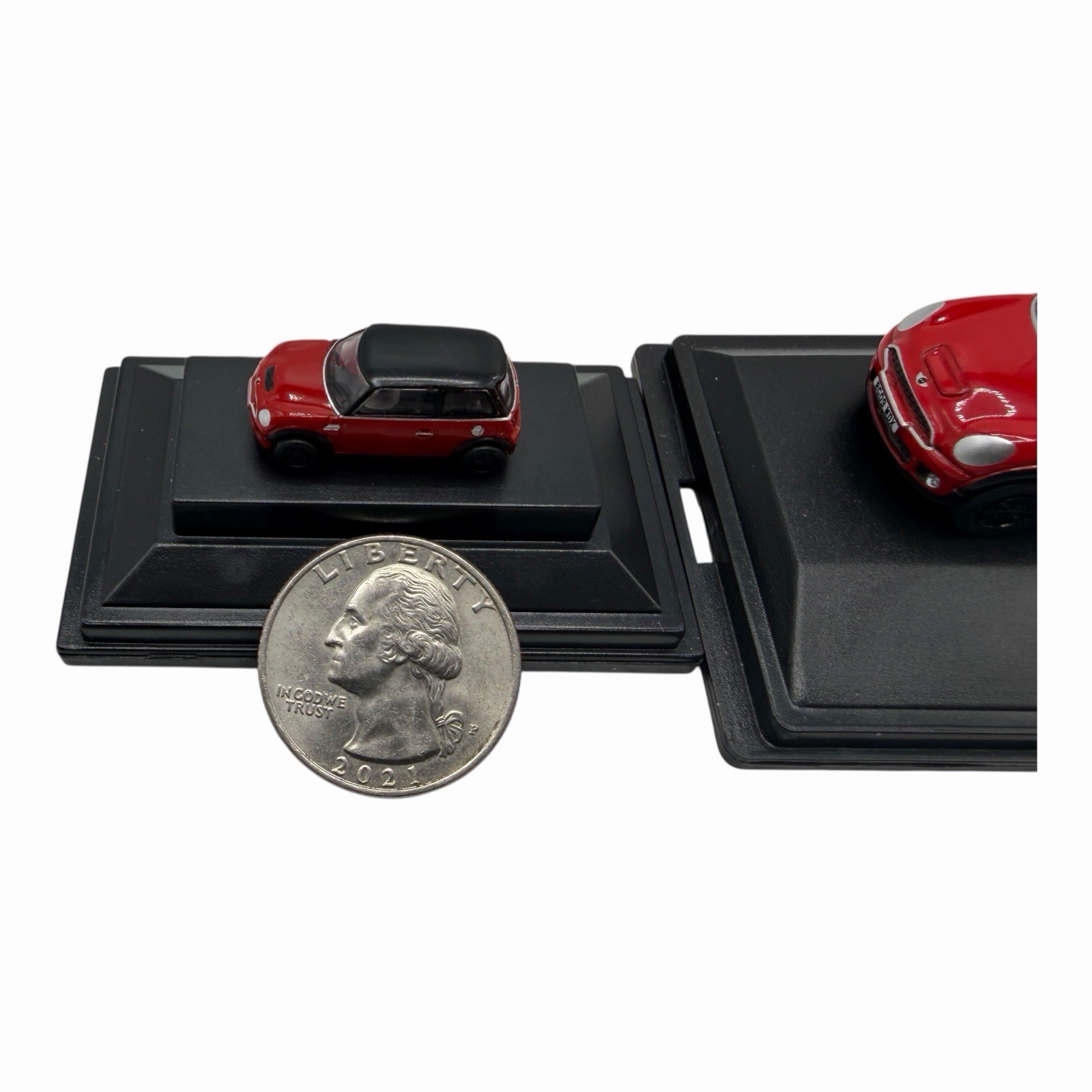 MINI Cooper S Hardtop R56 Chili Red with Black Roof Diecast car Pair of Two