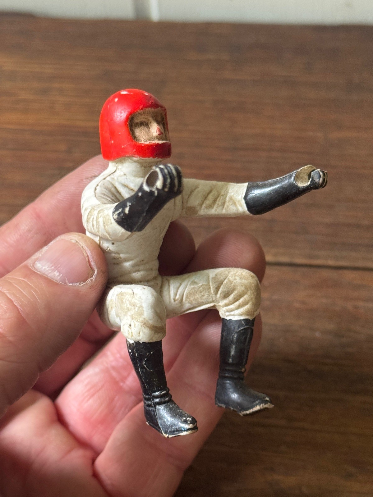Vintage 1950’s Rubber / Plastic Motorcyclist Figurine Toy Part 75mm tall Tin Toy