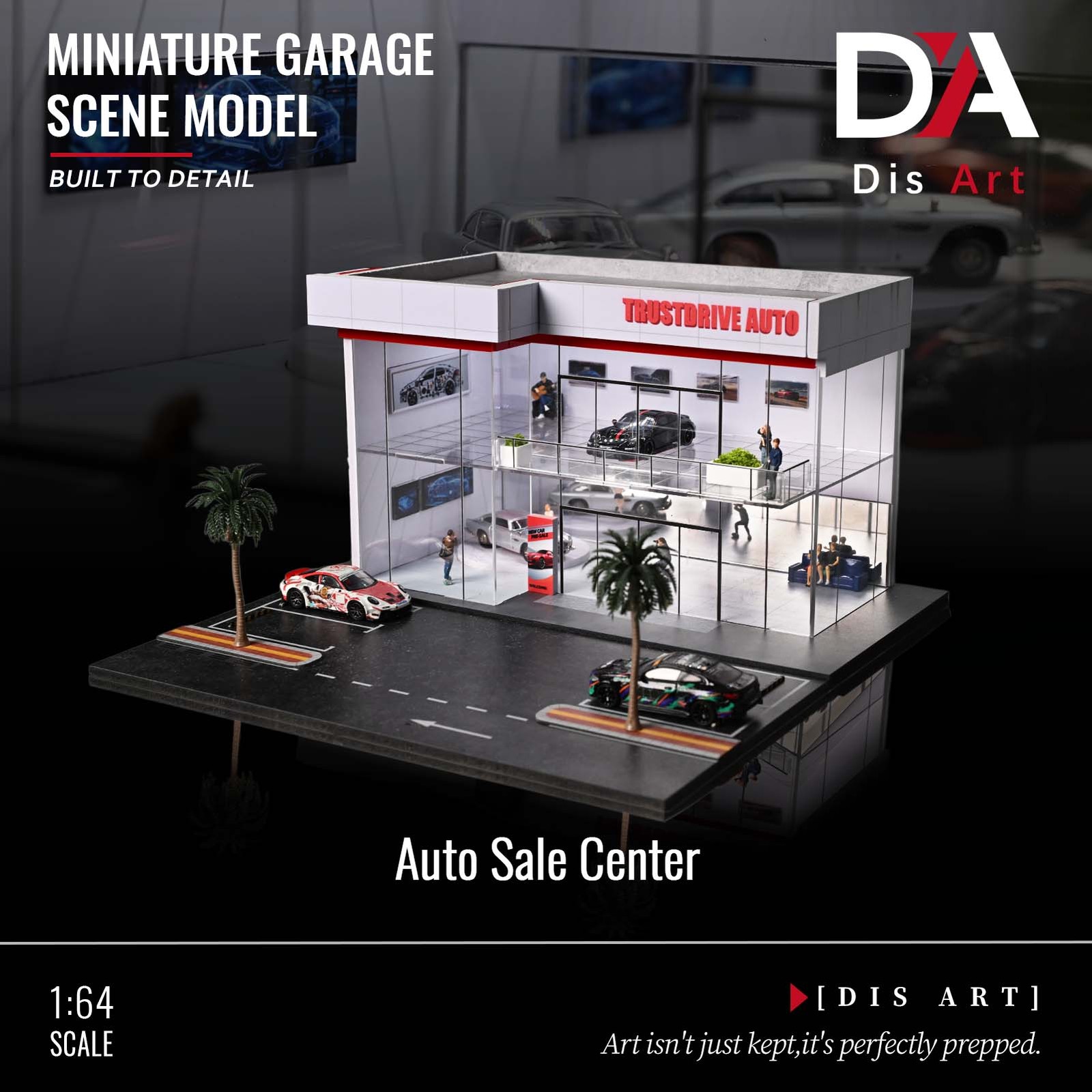 1/64 Diorama 2-Layer Showroom Scene Parking Lot Model LED Light Car Garage Model