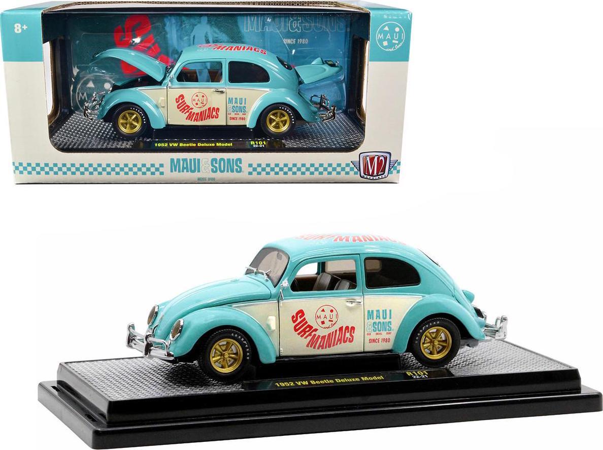 1952 Volkswagen Beetle Deluxe Model Light Blue and Wimbledon White Maui and Sons