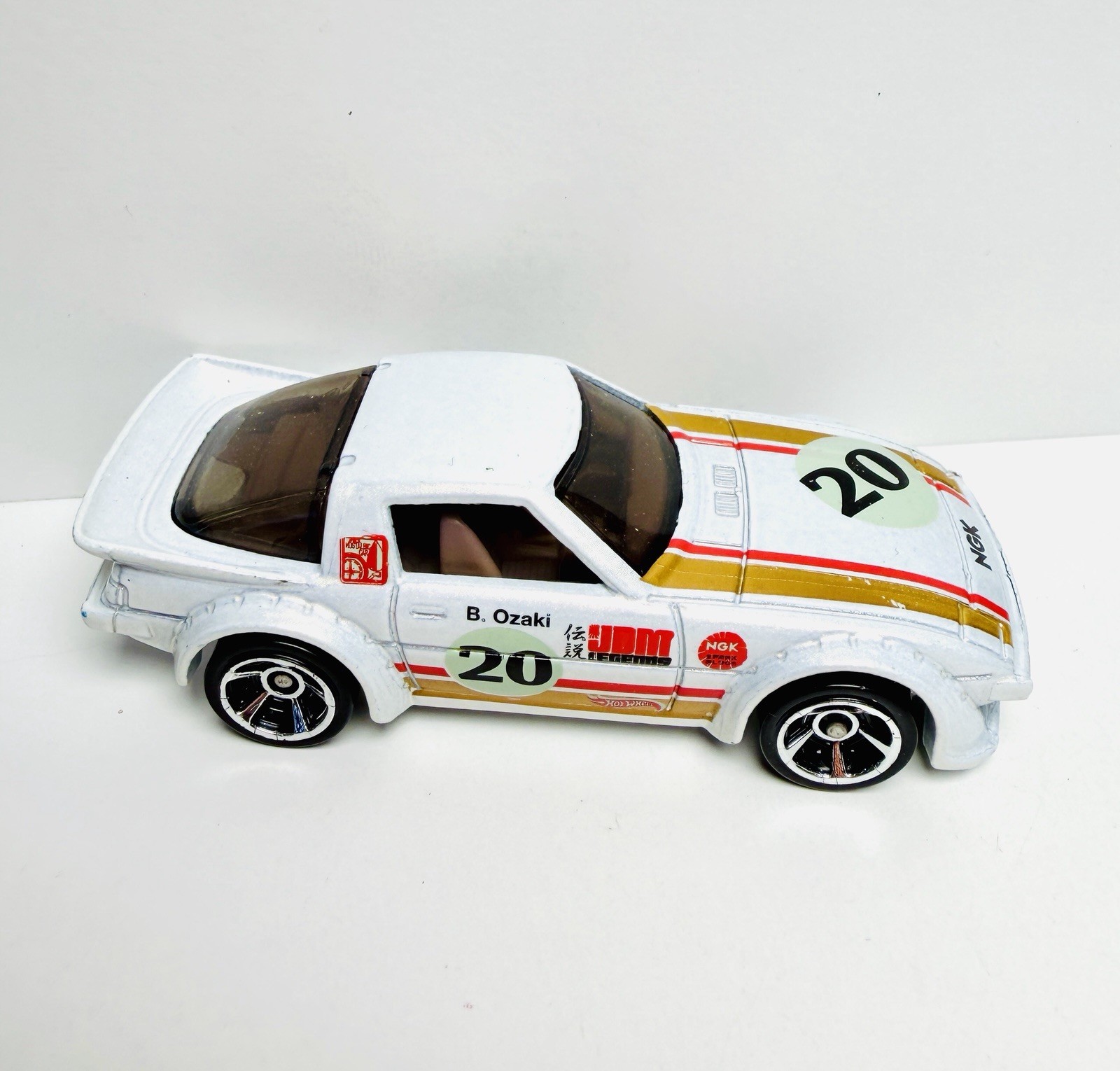 2012 Hot Wheels WHITE Mazda RX-7 Mystery Pack Super Speeders Kroger B Ozaki #20