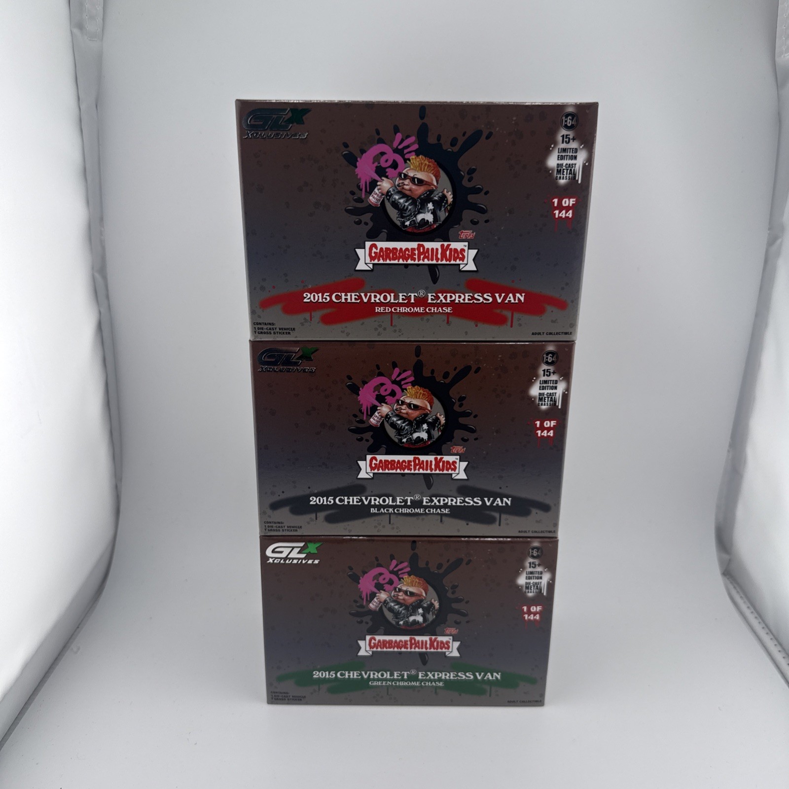 2026 SDCC EXCLUSIVE GREENLIGHT TOPPS GARBAGE PAIL KIDS Metallic Chase CHEVY Set