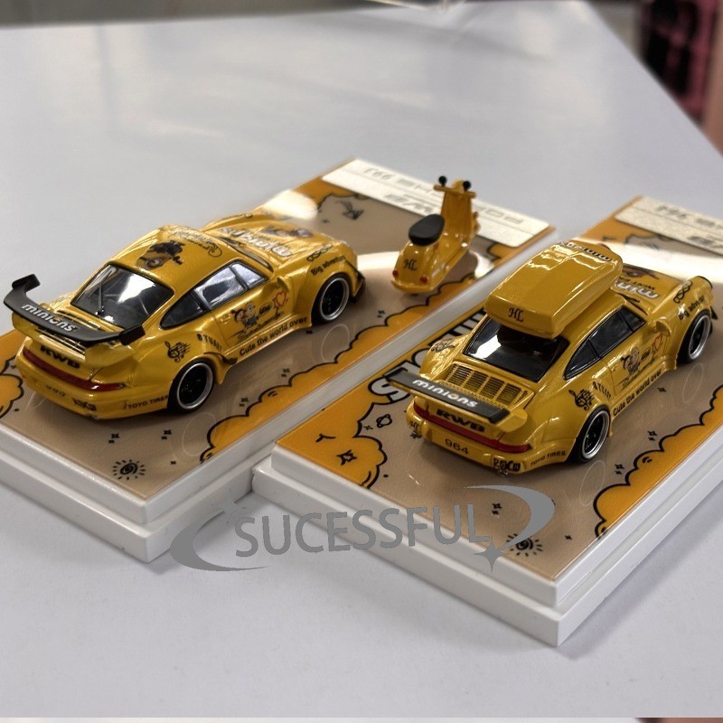 2 Pack RWB Widebody 964 & 993 Minion Design 1/64 Diecast Car Collection