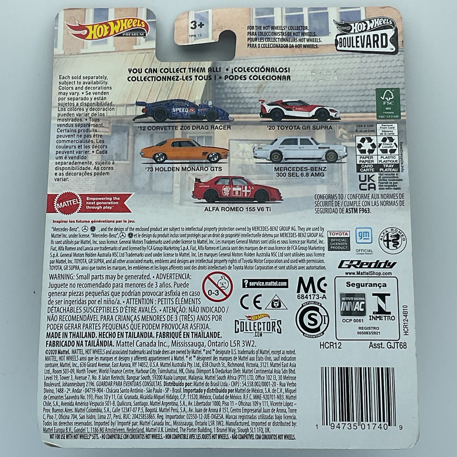 Hot Wheels Premium Boulevard ’12 Corvette Z06 Drag Racer Alex Laughlin Protector
