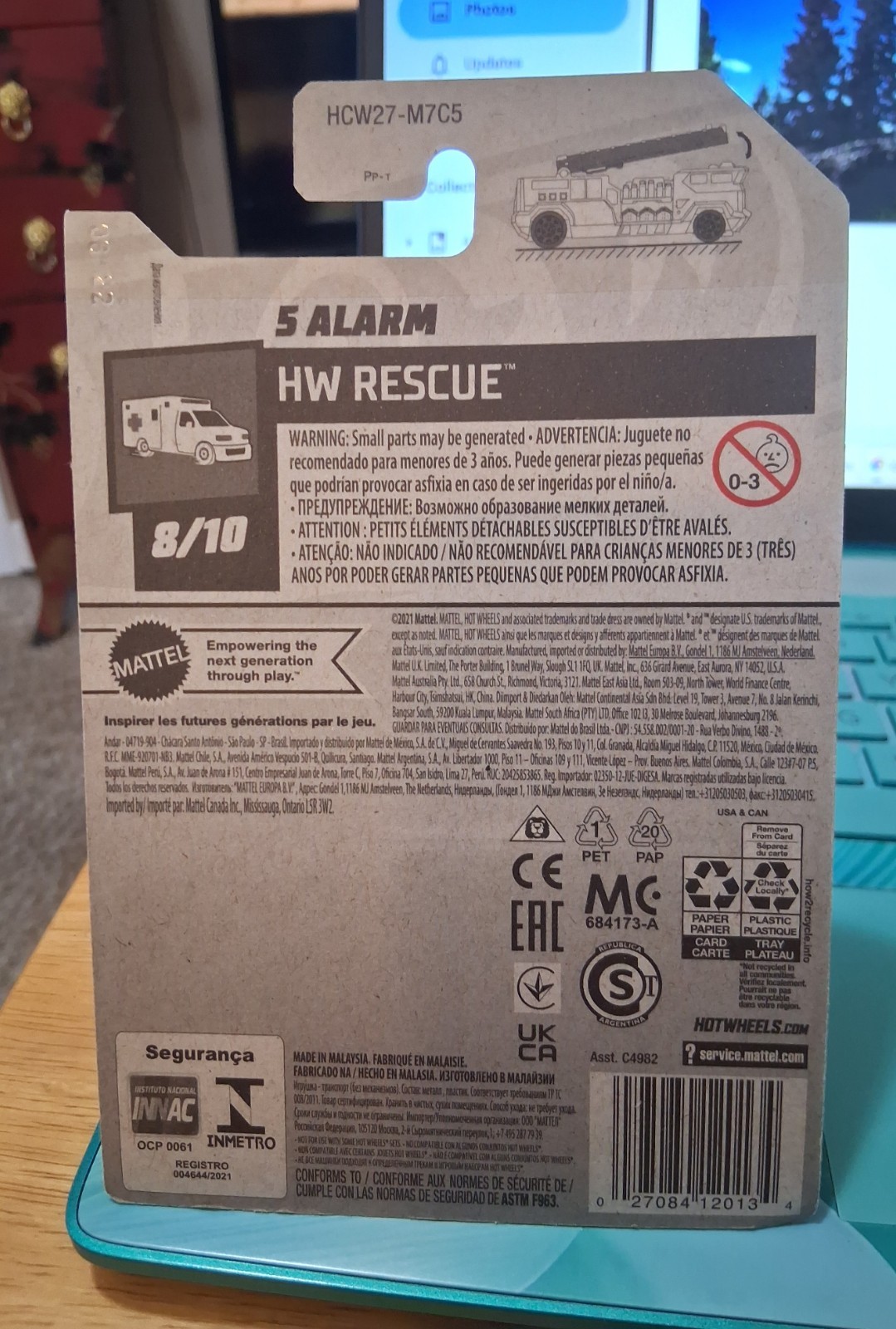 Hot Wheels HW Rescue 5 Alarm Pink Fire Engine – Mint on Card – 2022 Mattel