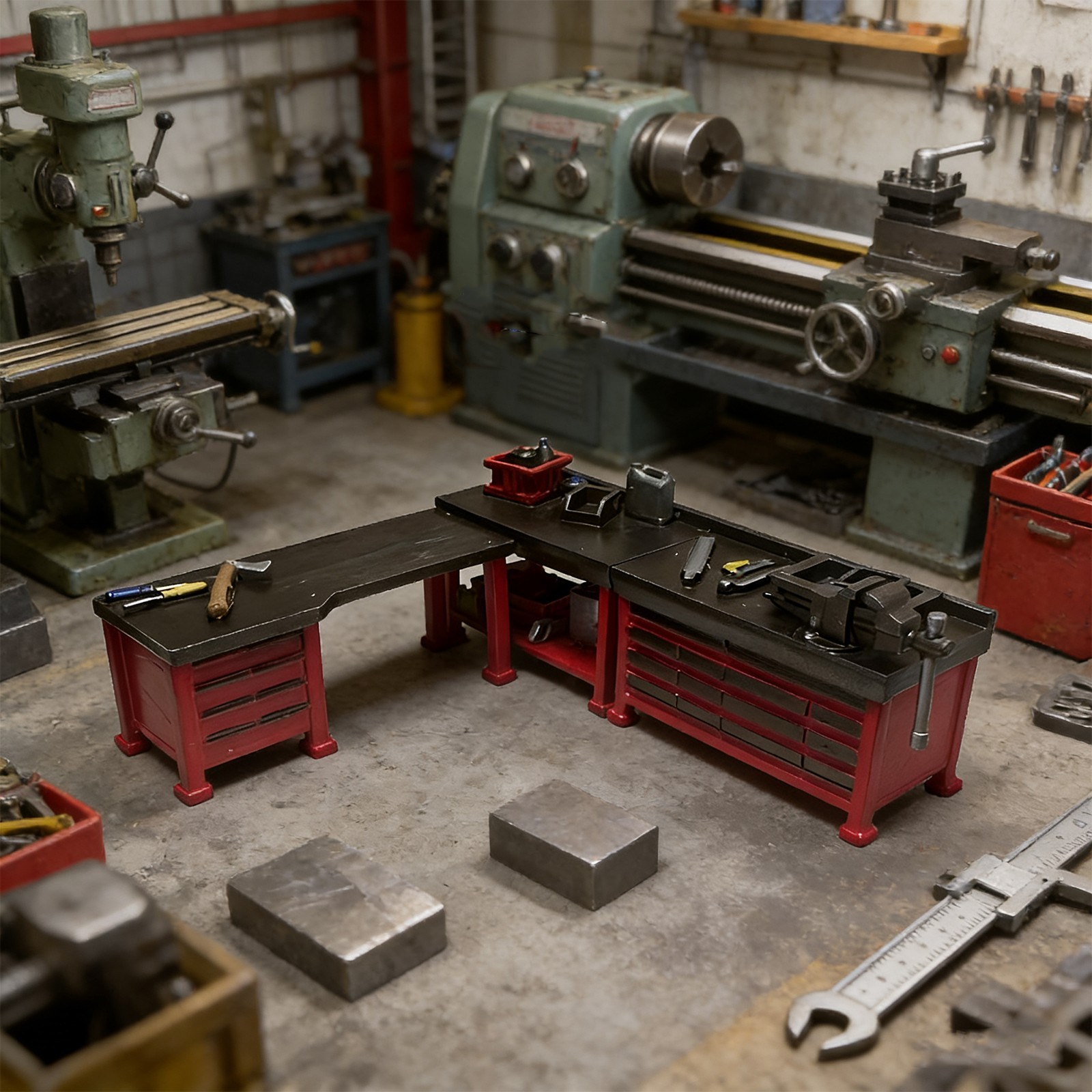 1/64 Diorama Car Garage Workbench Set Car Repair Workshop Display Props Model US