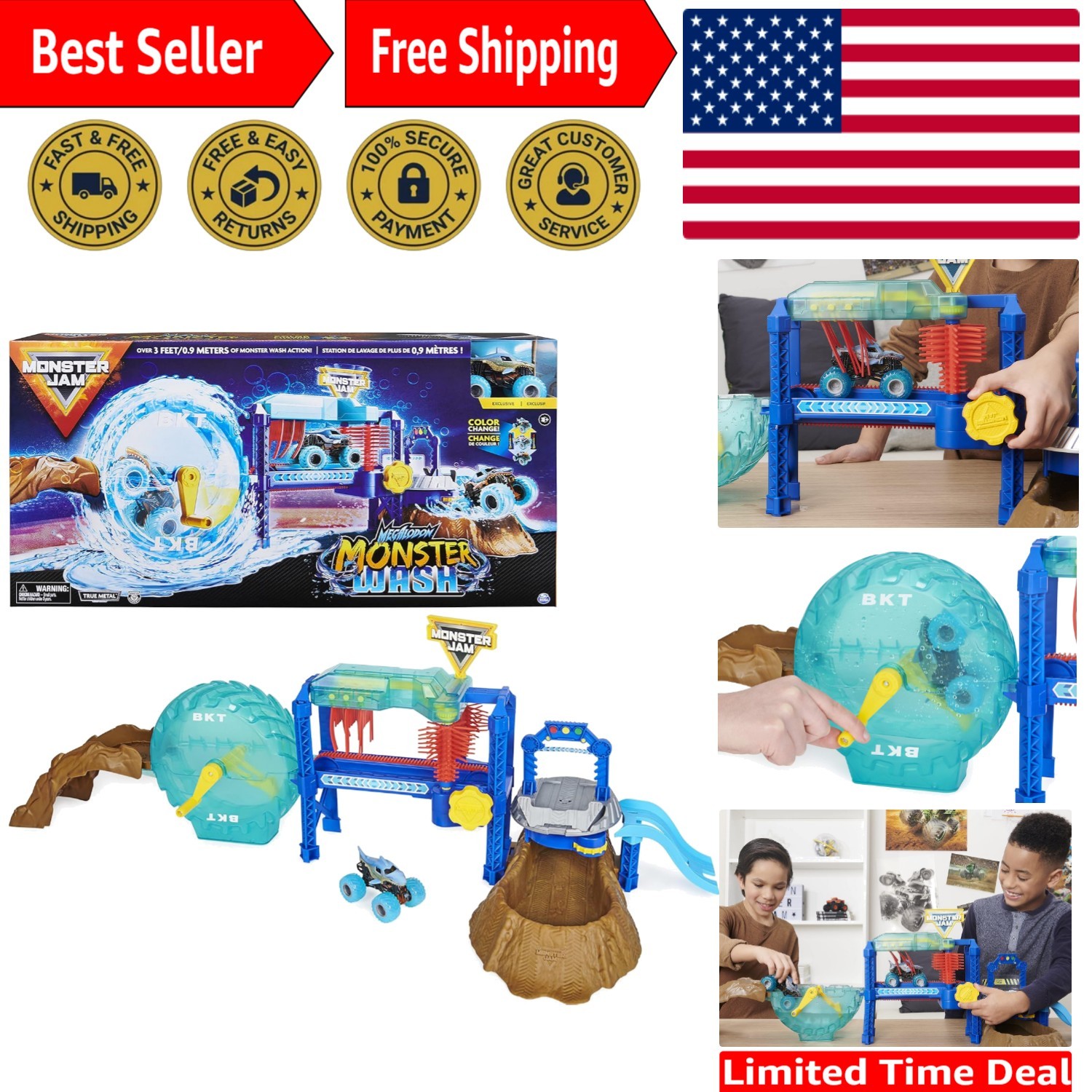 Megalodon Monster Wash: Immersive Color-Changing Water Playset for Children 3+