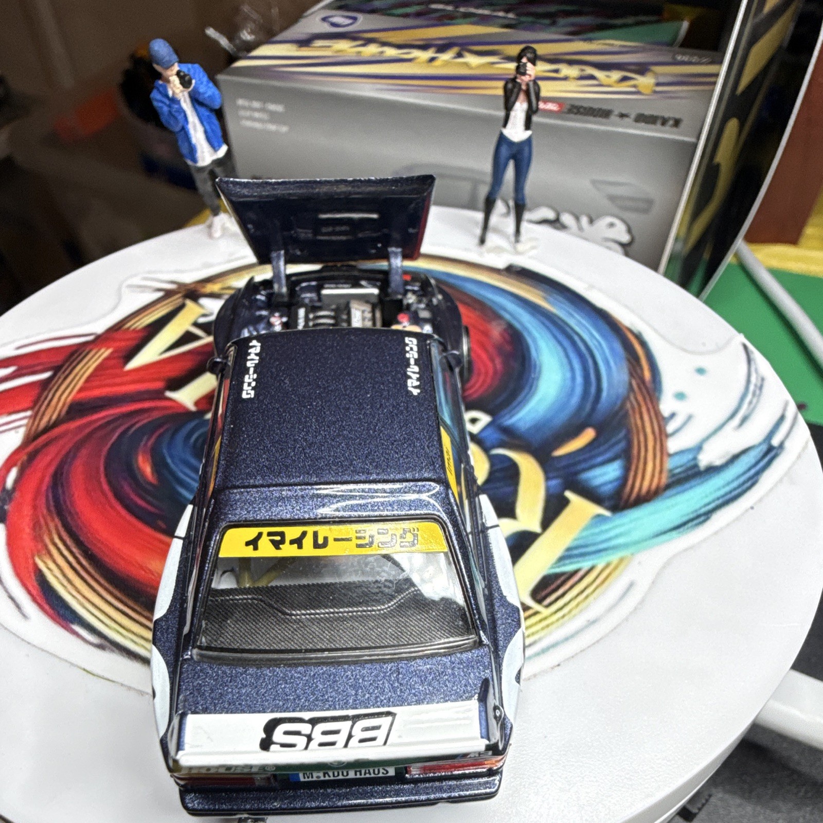 KAIDO HOUSE 1:64 BMW M3 E30 1990 Diecast Racing Car Opening Hood Blue/White