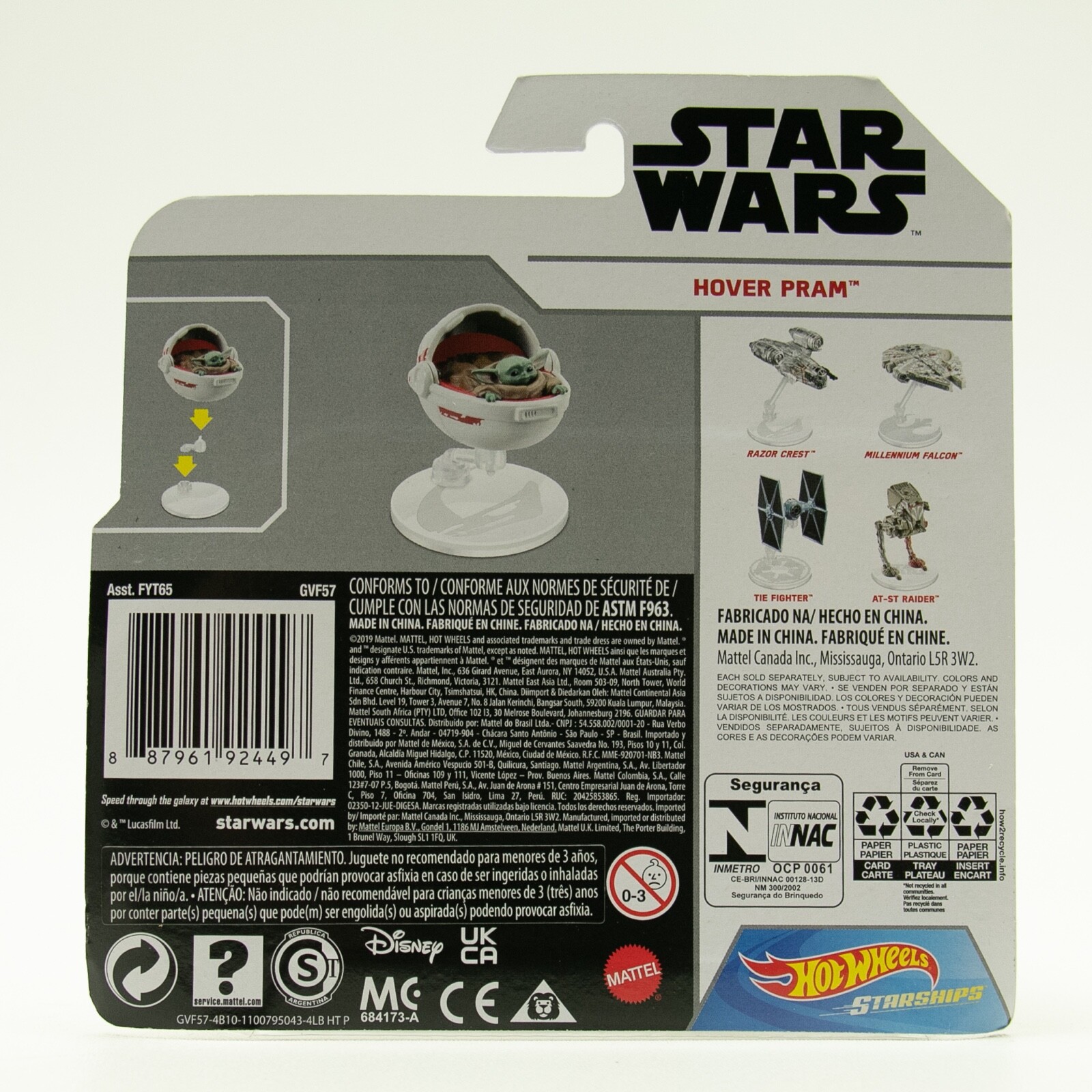 Star Wars Hot Wheels Starship Mandalorian The Child Hover Pram Vehicle