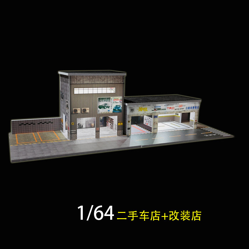 Diorama 1/64 Die-Cast Car Garage Model LED Car Display Collection Scene Gifts US
