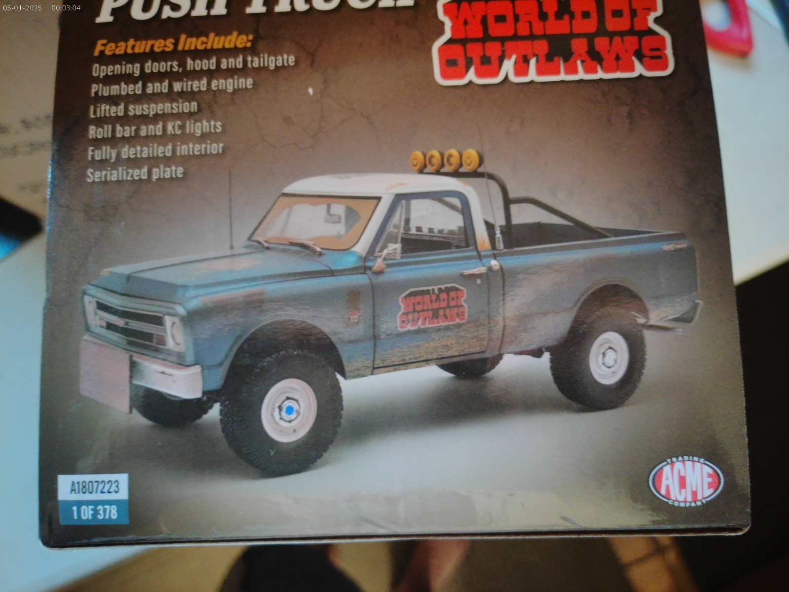 1967 CHEVY K-10 PUSH TRUCK WORLD OF OUTLAWS RACING RUSTED 1:18 ACME A1807223