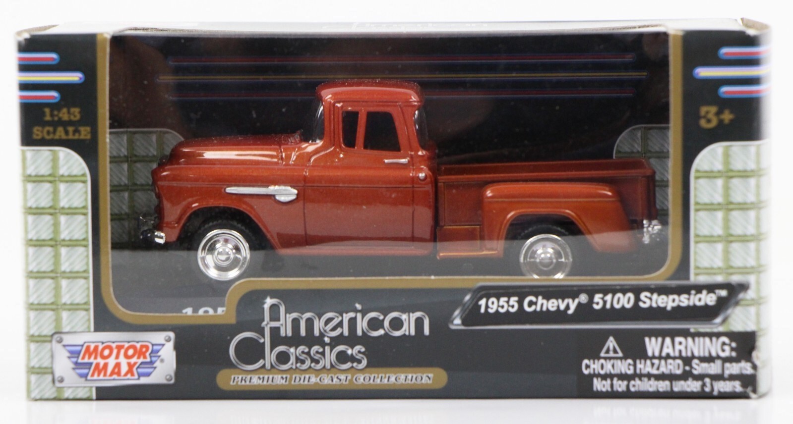 NIB 1/43 Motor Max ’55 Chevy 5100 Stepside Pick-up Copper American Classics