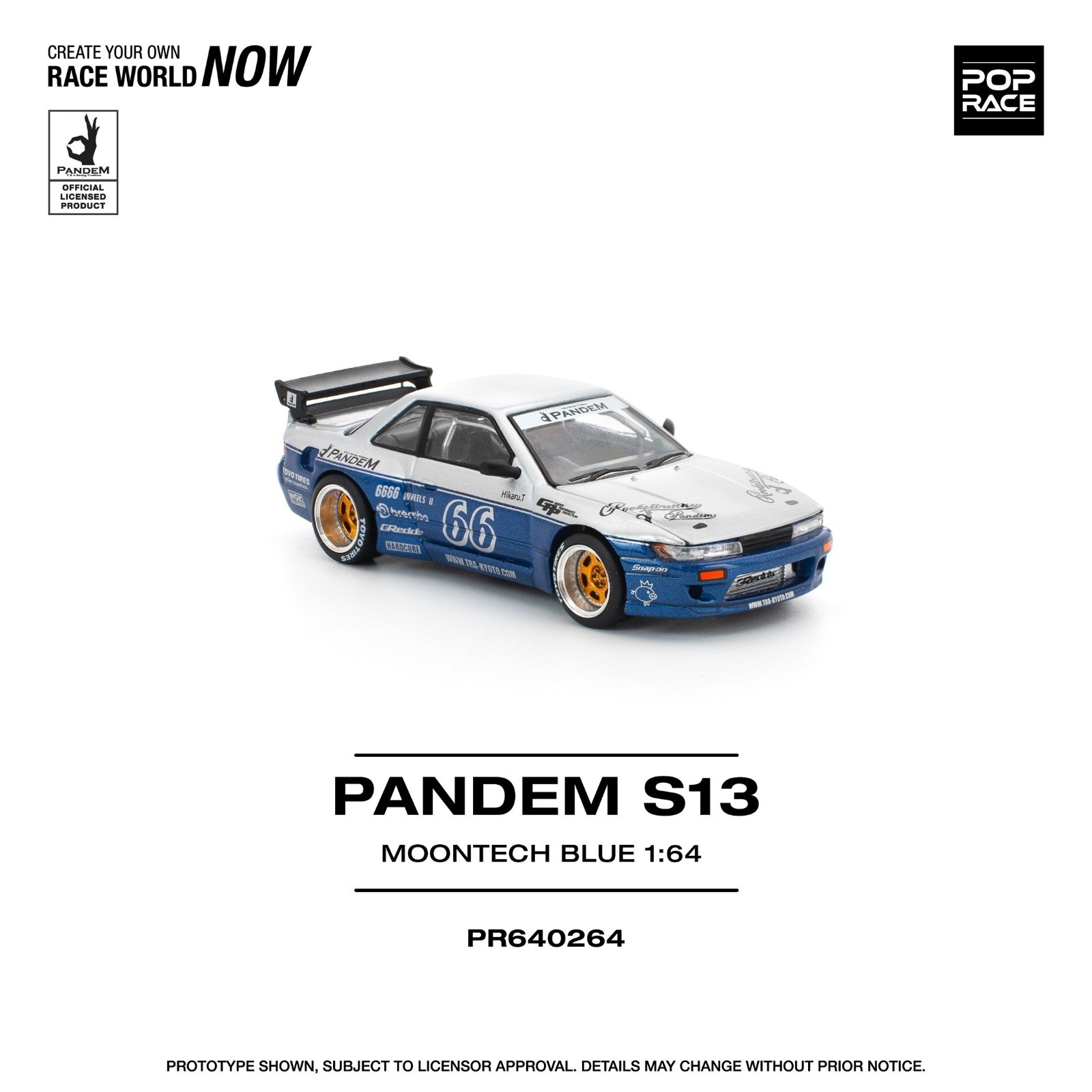 Pop Race 1:64 Pandem Nissan Silvia S13 MOONTECH BLUE