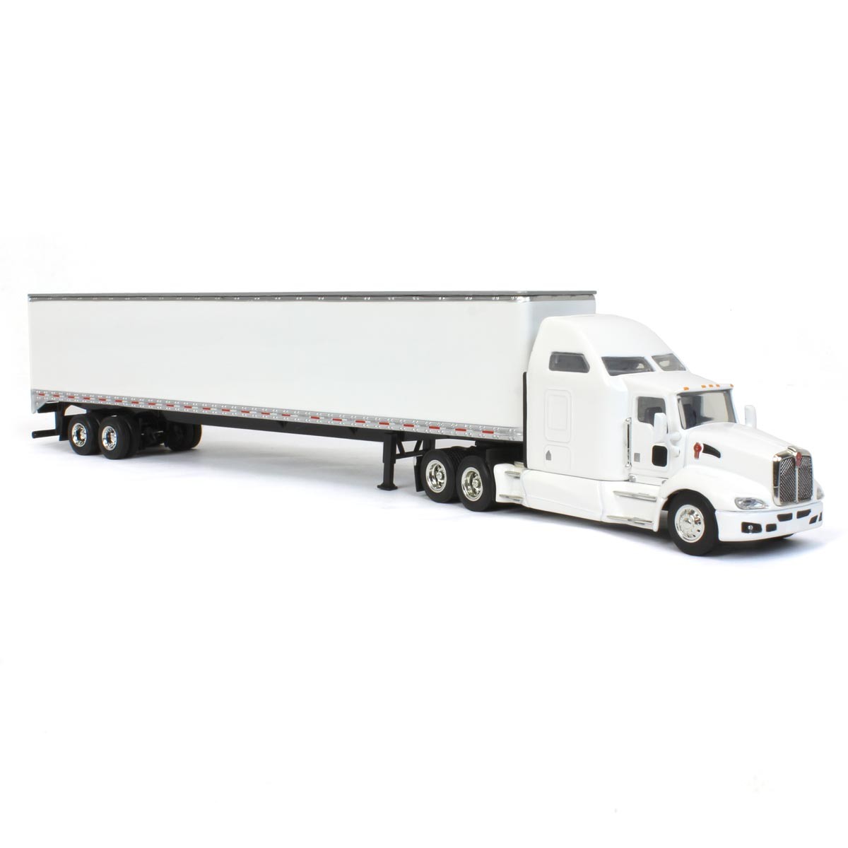 1/64 White Kenworth T660 Sleeper with Trailer with Double Rear Doors 37032