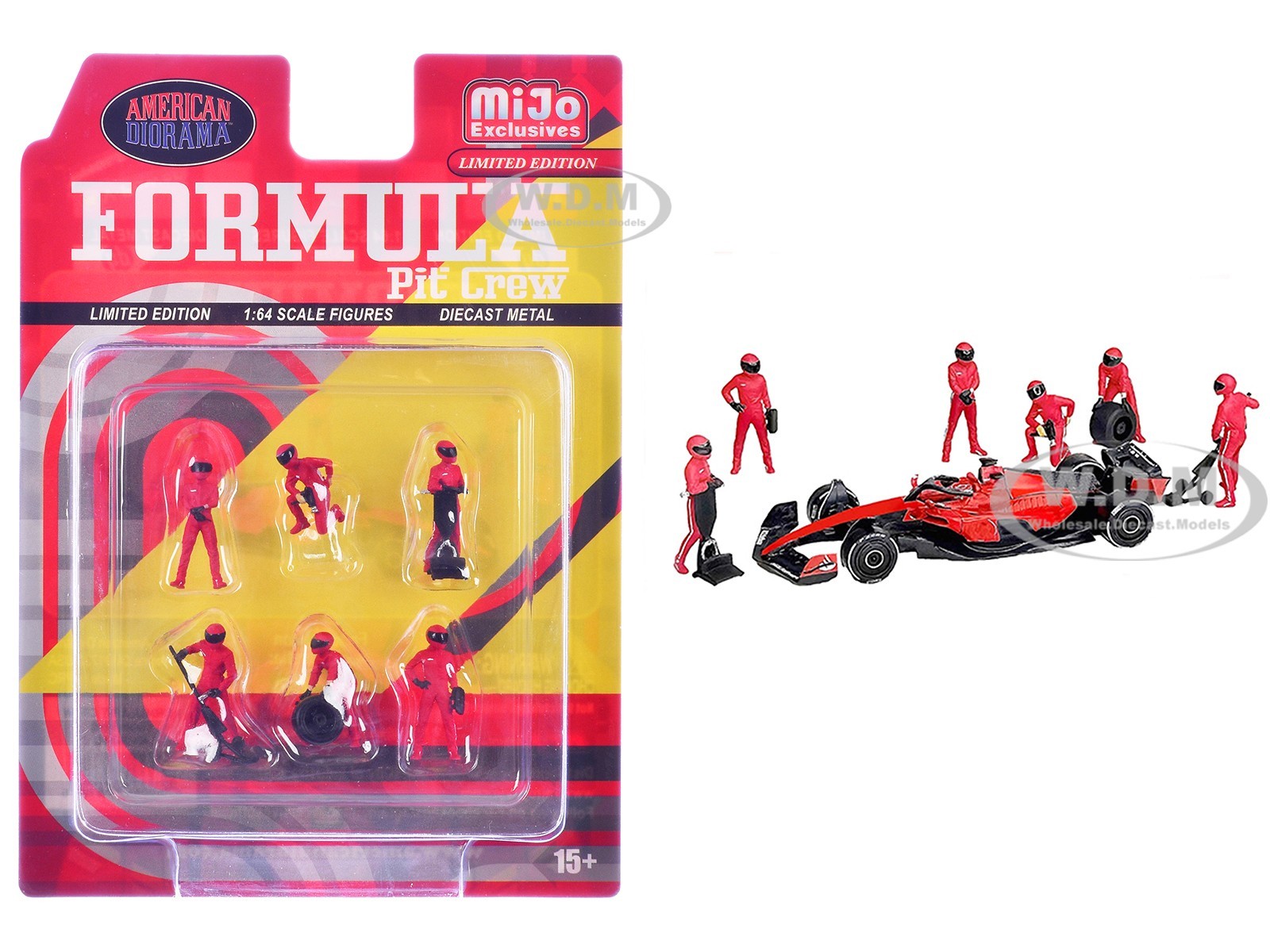 “FORMULA PIT CREW RED” 6 PC FIGURE SET FOR 1/64 BY AMERICAN DIORAMA AD-2443MJ