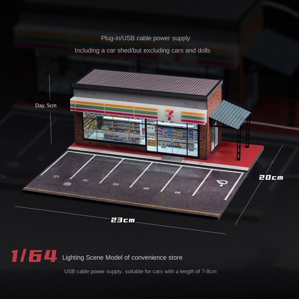 Diorama 1/64 Car Garage Model LED Lighting City Workshop Scene Building Model