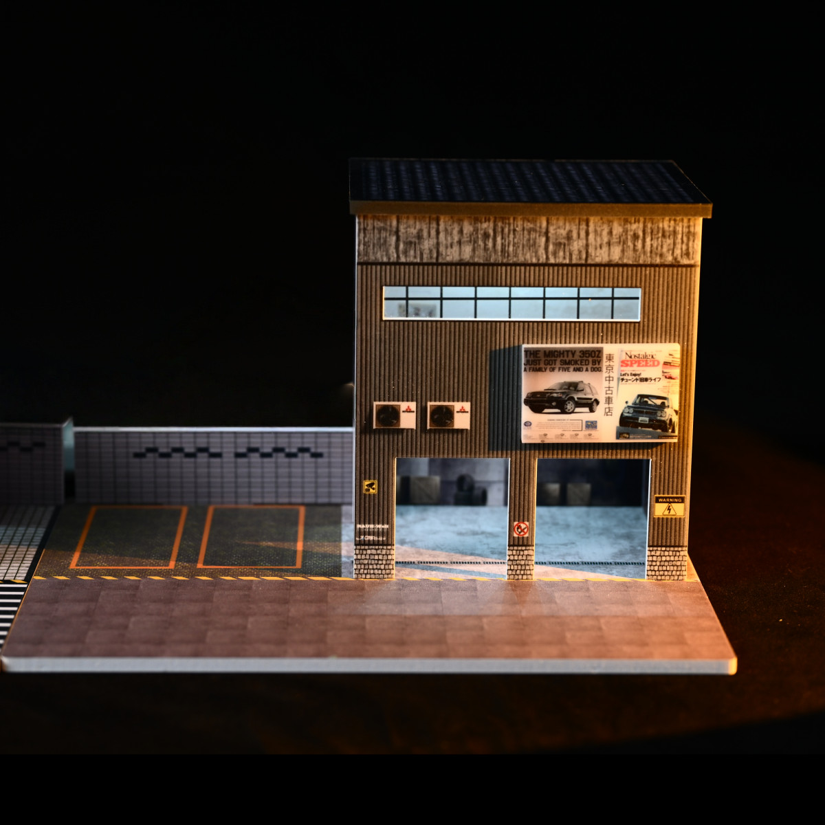 Diorama 1/64 Car Garage Model LED Lighting Car Repair Workshop Scene Model Gift