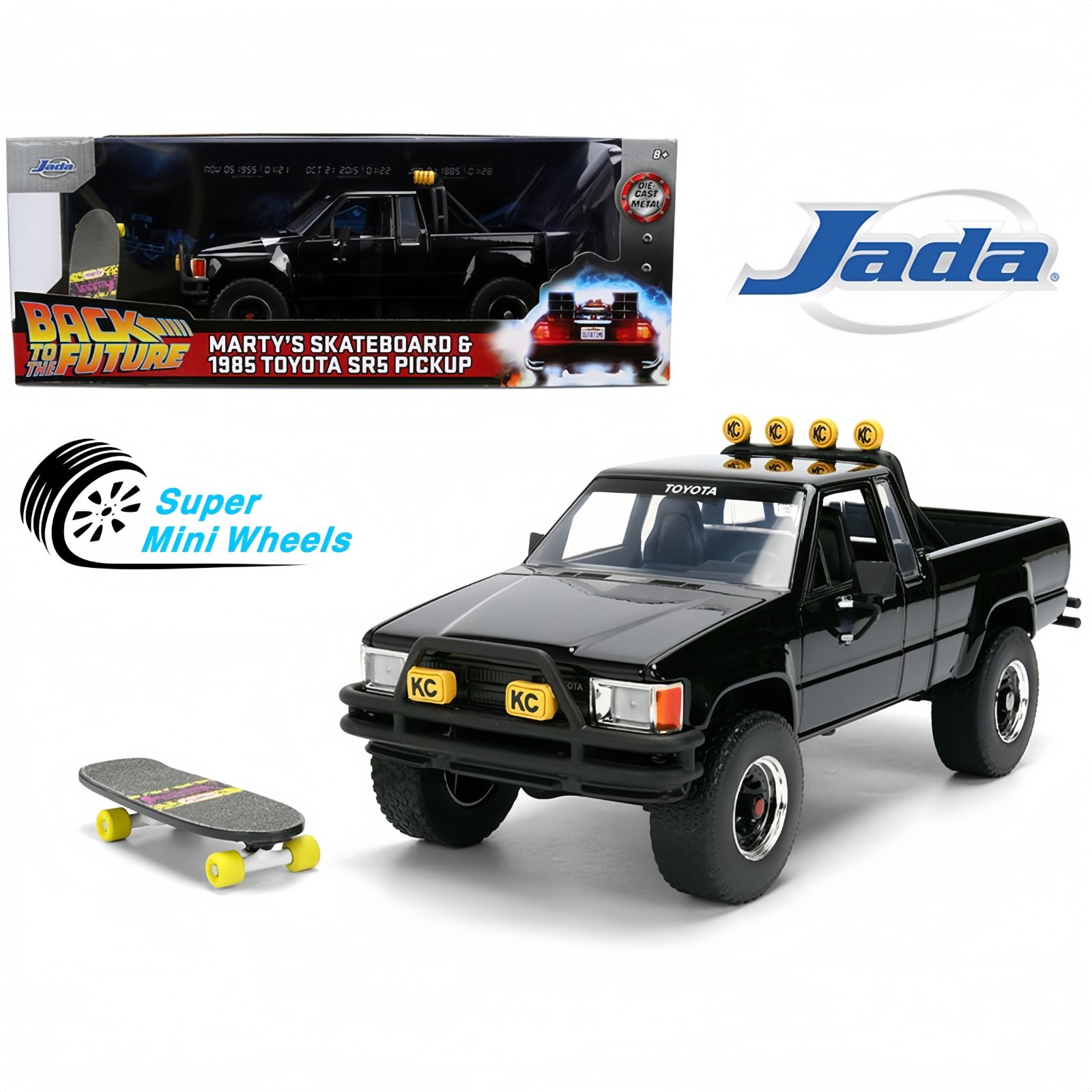 Jada 1:24 1985 Toyota SR5 Pickup and Marty’s Skateboard – Back To The Future