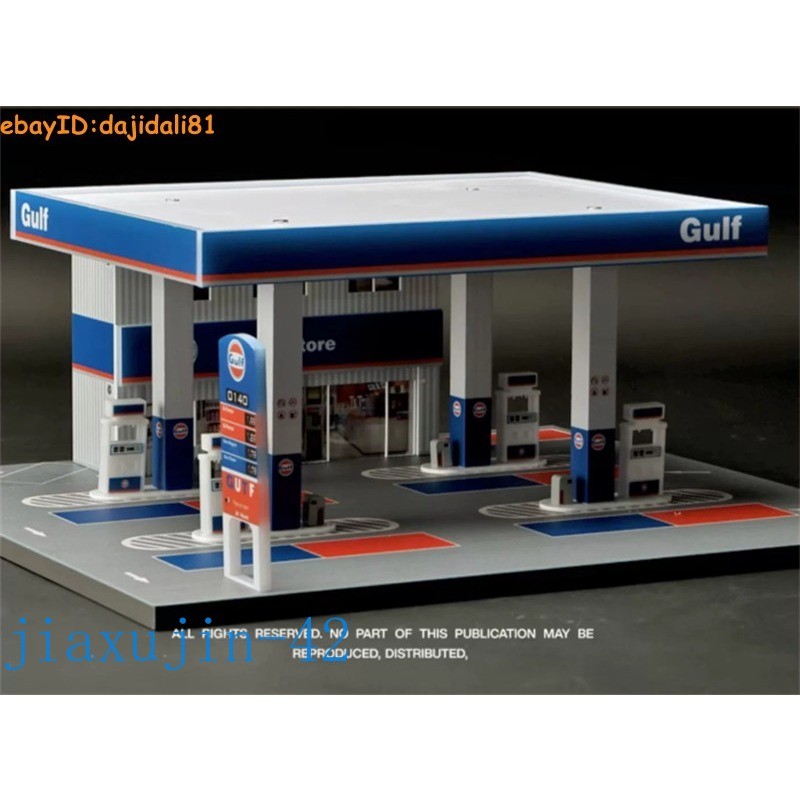 1/64 Diorama City Gas Station Model Car Garage LED Lighting Scene Display Model