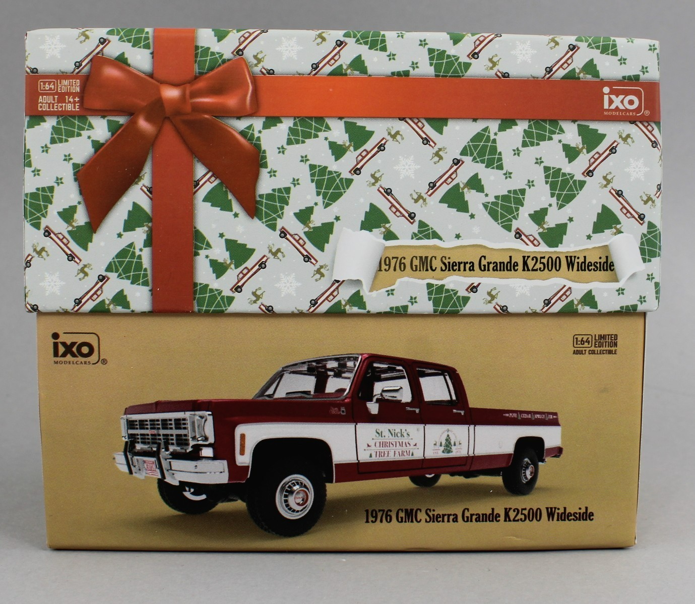 1:64 IXO Models *RED & WHITE* 1976 GMC Sierra K2500 ST NICKS CHRISTMAS TREE FARM