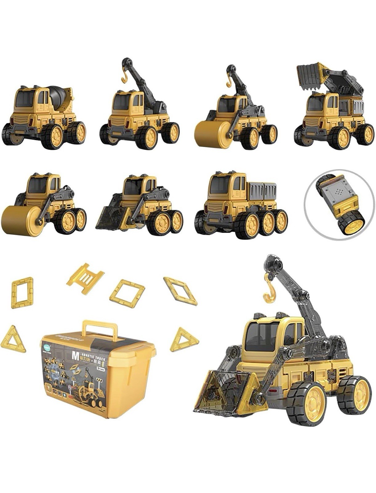 Danbaole Magnetic Truck DIY Assembly Eneineering Vehicle with Music Lights