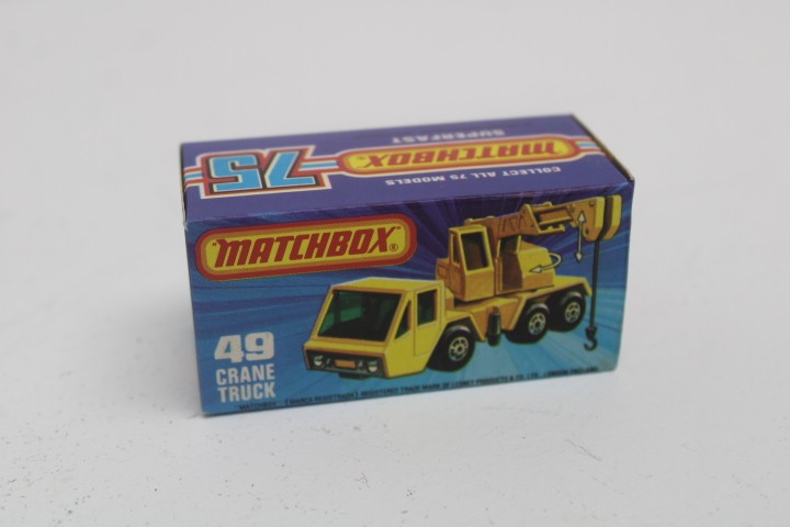 Matchbox Lesney England Superfast #49 Crane Truck Yellow Boom NEW Original Box