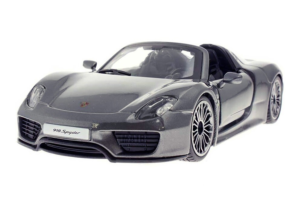 Porsche 918 Spyder Hard Top BBurago Metal 1:24, 7.25″L”, Grey/Yellow