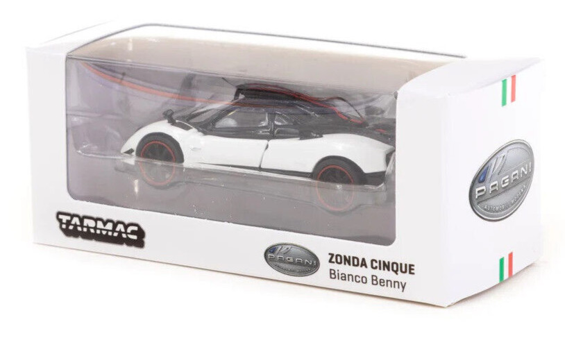 Tarmac Works GLOBAL64 Pagani Zonda Cinque Bianco Benny 1:64 Scale Diecast Car