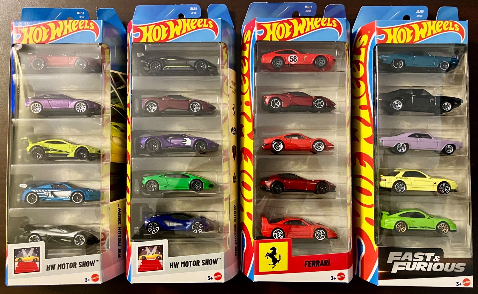 NEW HOT🔥 WHEELS: 5 PACKS – HW MOTOR SHOW x2, FERRARI 5 Pack, FAST & FURIOUS 👀