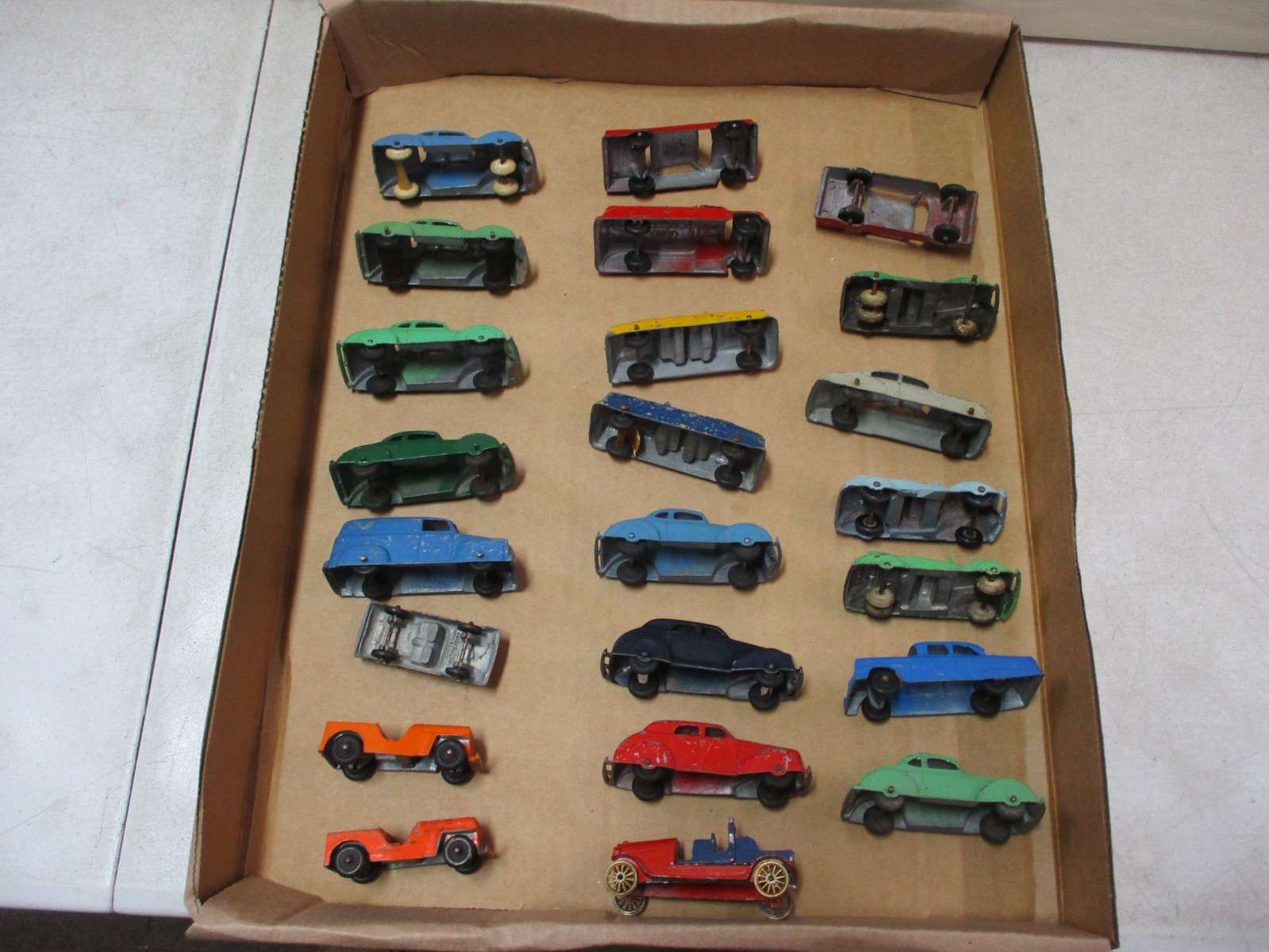 23 1940’s-1950’s Diecast Vehicles with Tootsietoy Panel Van, Convertible, Sedans