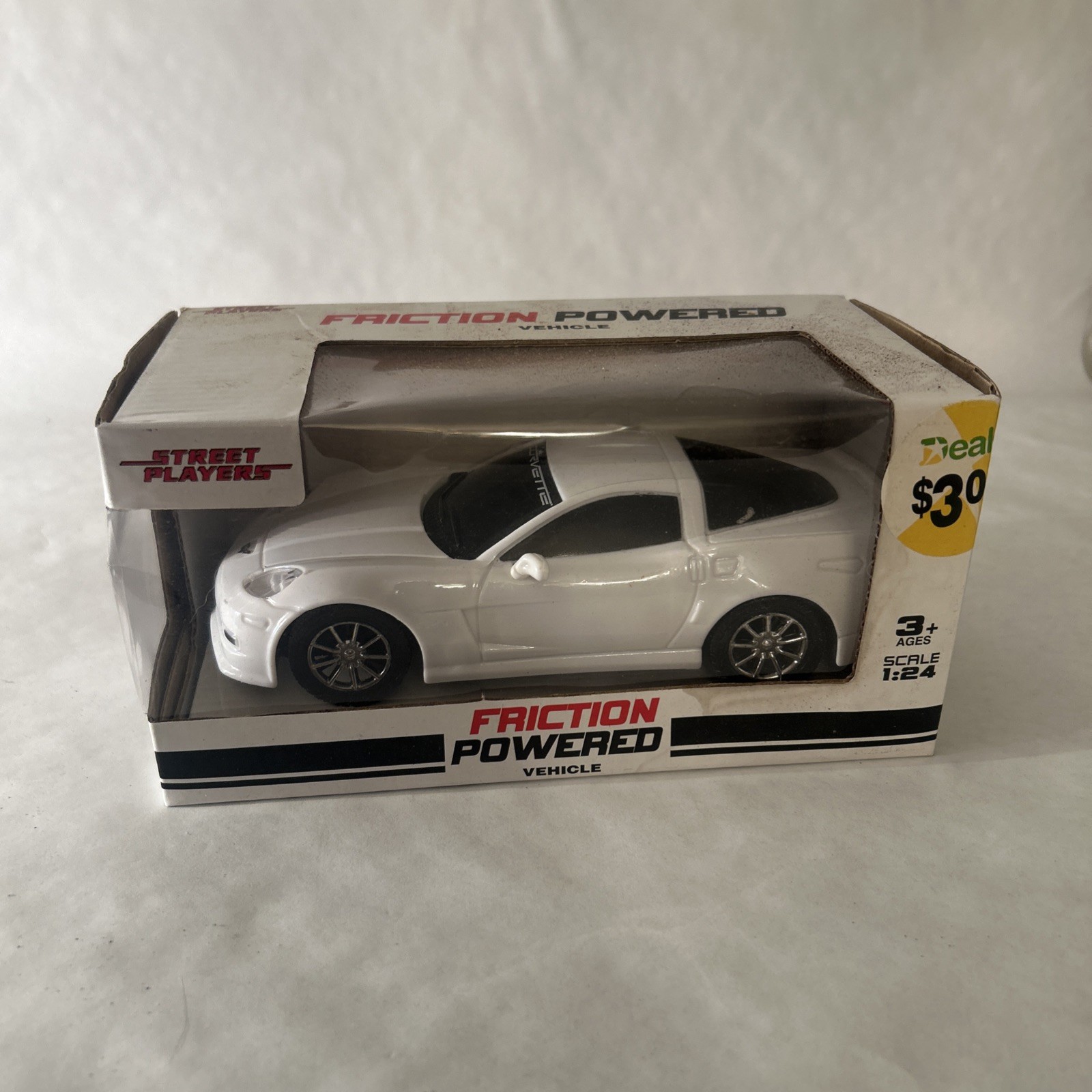 Corvette C6.R 1:24 Scale Licensed Friction Toy Car White New In Box