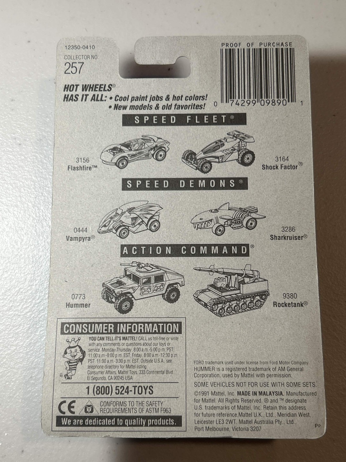 Hot Wheels 3-WINDOW ’34 #257 1991 Silver Red